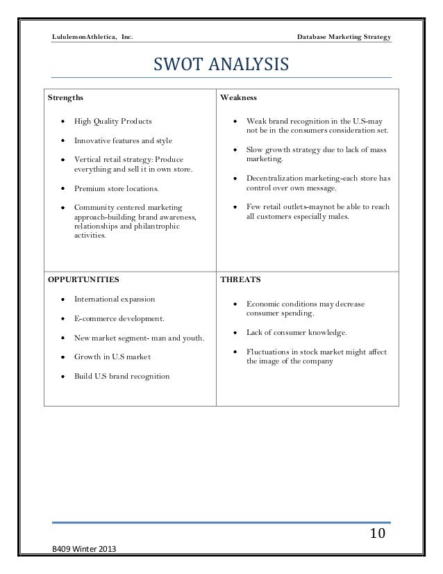 lululemon case study swot lululemon case study